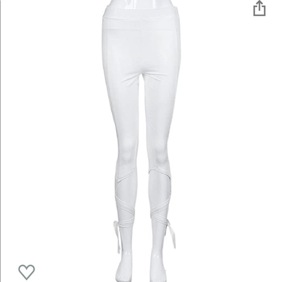 Lace up white ballet style leggings **NWOT** - Picture 5 of 8
